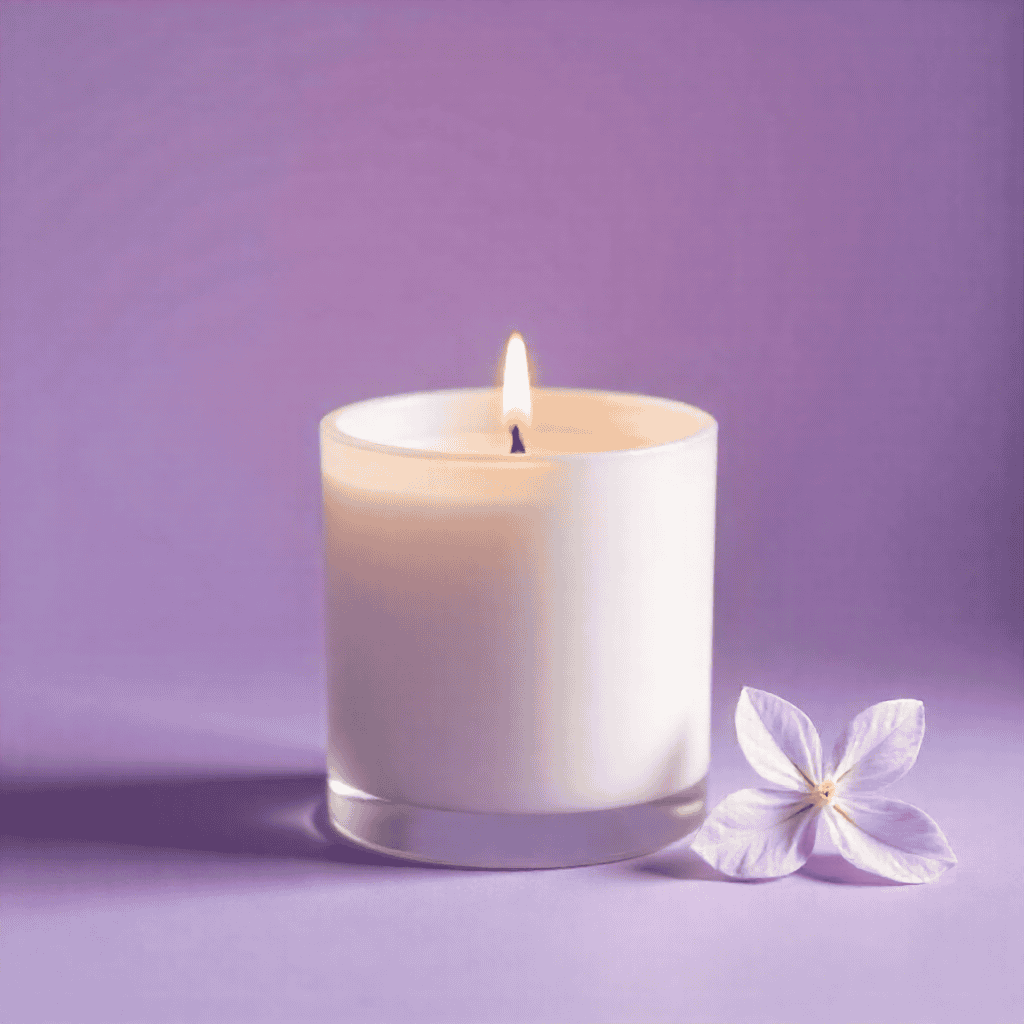 Luxury scented candle flame close-up